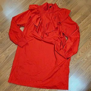 WHO WHAT WEAR Women's Long Sleeve Ruffle Mock Neck Dress XXL ✨HP✨